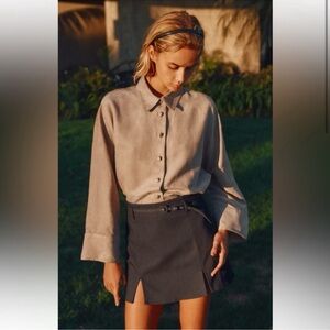 Zara faux suede button down shirt